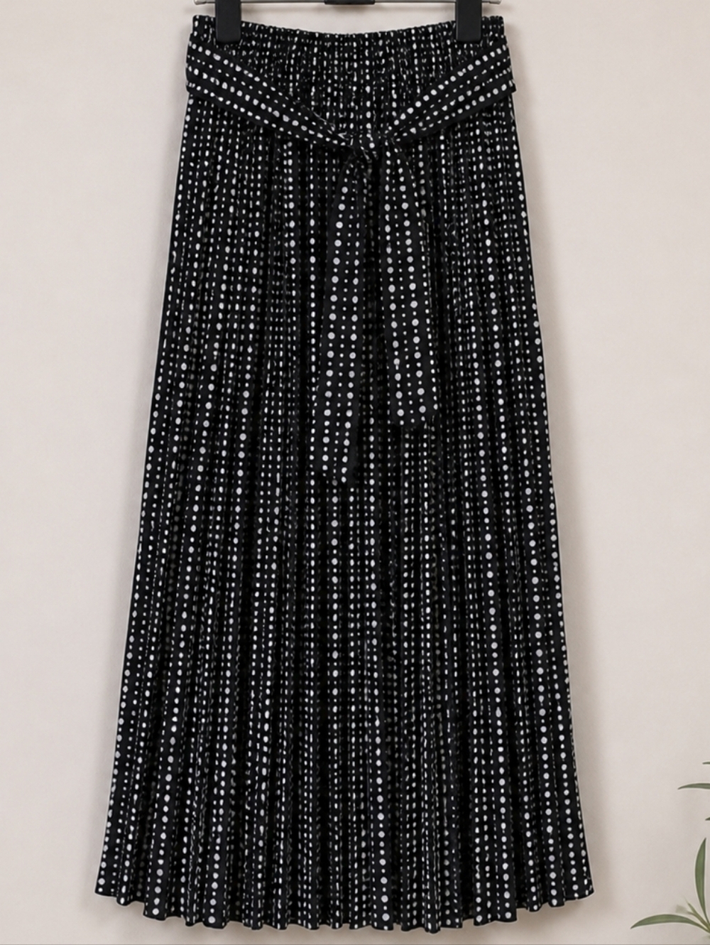 Joie Pleated Polka Dot Midi Dress w/ Tie Waist – Size S